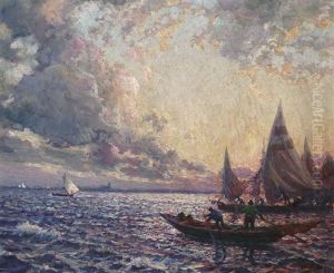 Abend In Der Lagune Vor Venedig by Camillo Bortoluzzi