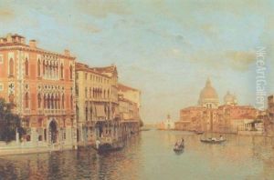 Canal Grande Mit Gondeln Im Sommer