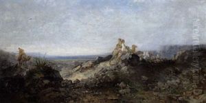 Karawane In Felsiger Landschaft by Pietro Bianco Bortoluzzi
