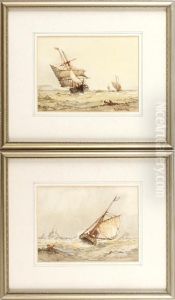 Sailing Boats On Rough Seas by Frederick James Aldridge
