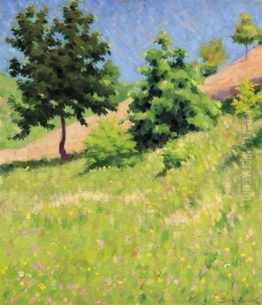 Hillside With Flowers - view 1