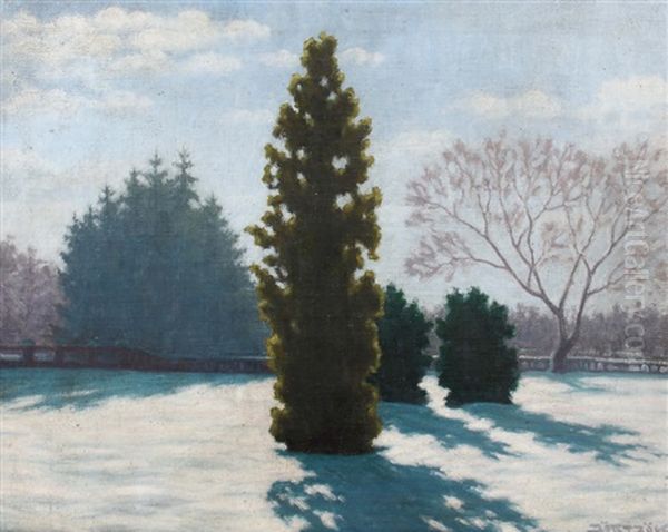 Verschneiter Park - view 1