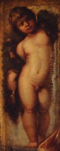 A Golden Child As Sculptor's Model