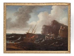 Marina Con Vascelli by Francesco Maria Borzone