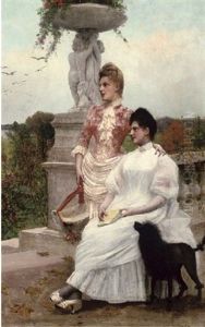Elegant Company Admiring A Country Garden Elegant Company Admiring A Country Garden