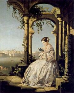 Bildnis Von Florence Nightingale Mit Blick Uber Den Bosborus Auf Konstantinopel by Georges Van den Bos