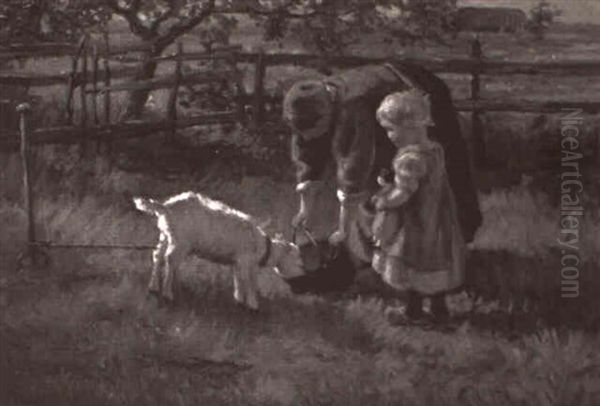 Mutter Mit Kind Und Ziege - view 1
