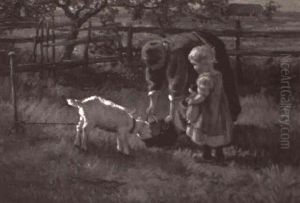 Mutter Mit Kind Und Ziege by Gerard Jan Bos