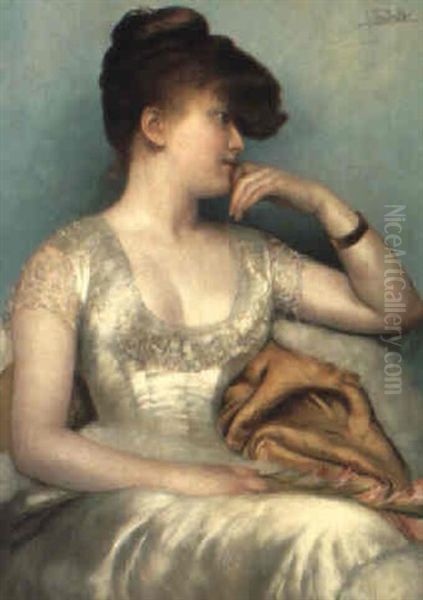 Portrait Of A Seated Lady Holding A Flower - view 1