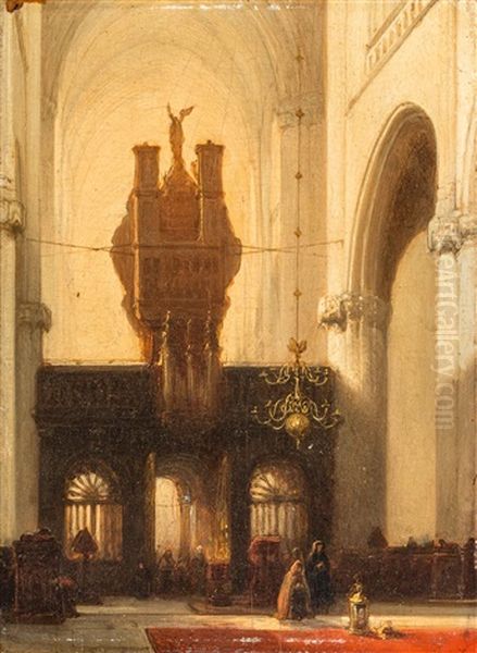 Figures In A Church Near The Pipe Organ (1840-1850) - view 1