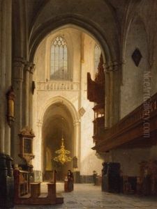 In The Hooglandschen Church In Leiden by Johannes Bosboom