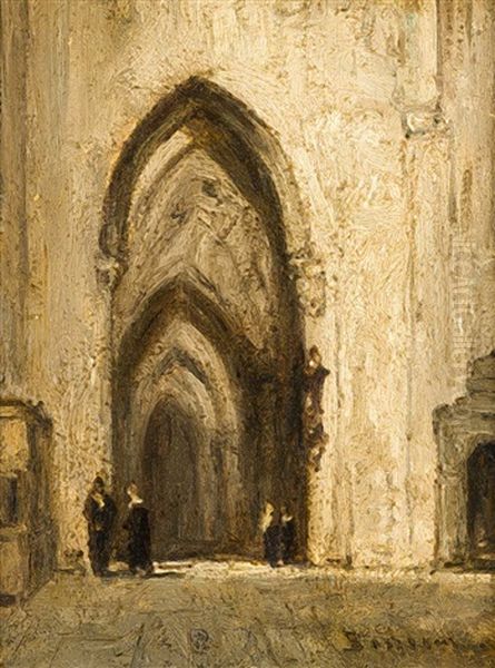 Kircheninneres Mit Vier Figuren - view 1
