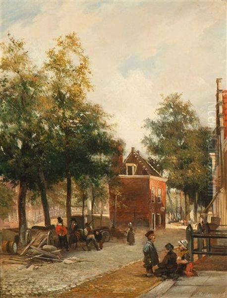 Sunlit Canal In The Hague - view 1
