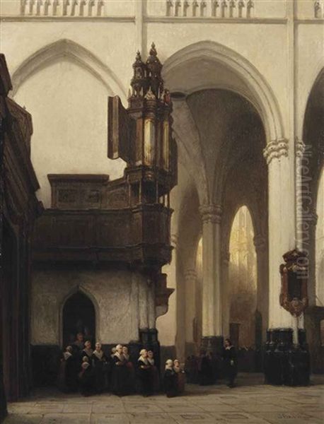 The Interior Of The Nieuwe Kerk In Amsterdam With Burgerweesmeisjes Near The Transept Organ - view 1