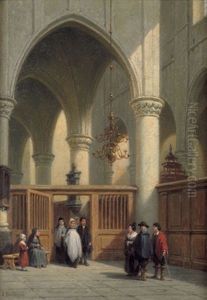 Kircheninterieur Mit Kindstaufe by Johannes Bosboom