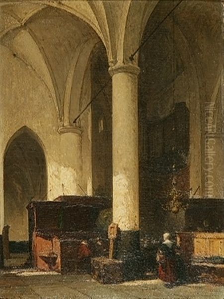 Personnages Dans Un Interieur D'eglise - view 1
