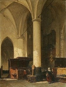 Personnages Dans Un Interieur D'eglise by Johannes Bosboom