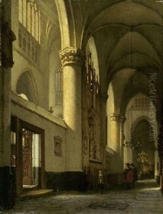 Kircheninterieur Mit Zwei Kavalieren Im Gesprach by Johannes Bosboom