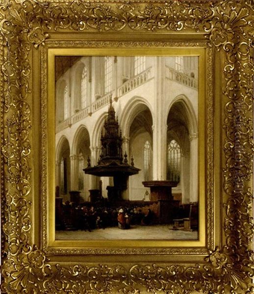 Figures At A Chuch Service In The Nieue Kerk, Amsterdam - view 1