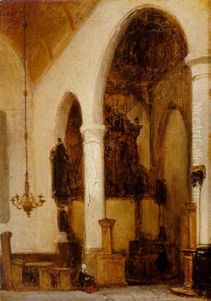 A Woman In A Church Interior - view 1