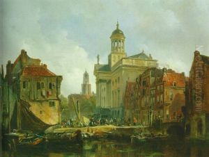 A Capriccio View Of Utrecht With The St. Augustinus Church And The Dom Tower Beyond by Johannes Bosboom