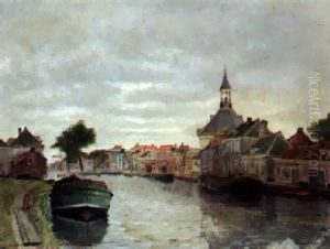 A Town-view With A Canal by Johannes Bosboom