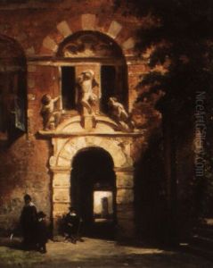 Figures In Front Of A Town Gate by Johannes Bosboom
