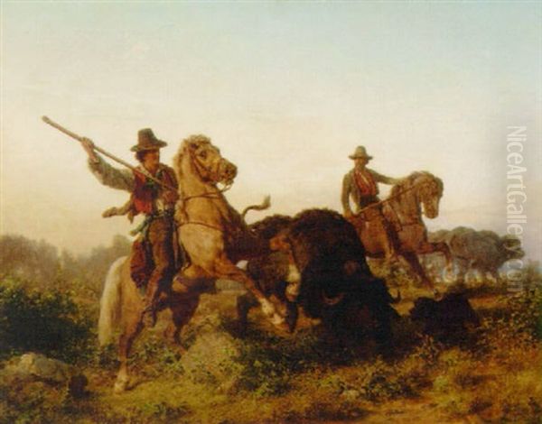 Herding Water Buffalo - view 1