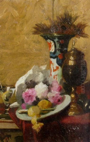 A Still Life With Flowers, Fruit And Cup - view 1