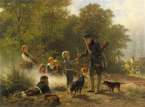 Jager Am Kartoffelfeuer (am Waldrand) by Ernst Bosch