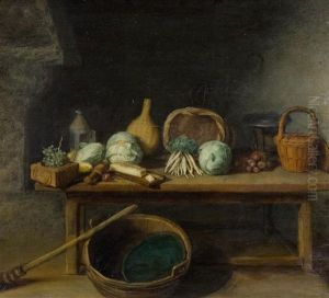 Kitchen Still Life With Vegetables And Baskets by Pieter Van Den Bosch