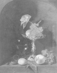 Still Life With A Silver Tazza, A Watch, A Glass And Fruit