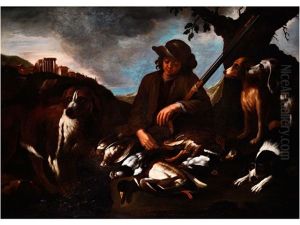 Ruhender Junger Jager Mit Hunden by Felice Boselli