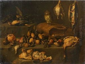 Nature Morte De Fruits Et De Volailles Animee D'une Chouette