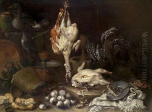 Eine Gans, Truthahne, Ruben, Brot, Eine Waage Und Anderes by Felice Boselli
