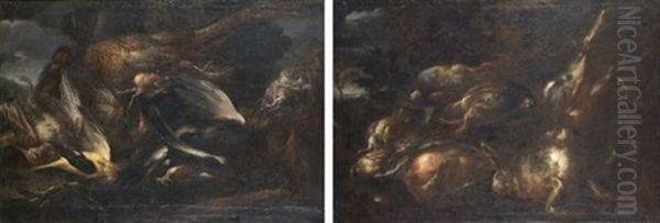 Nature Morte A La Chouette Et Au Faisan (nature Morte Au Lievre Et A La Perdrix Grise; Pair) - view 1