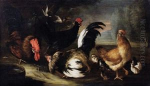Stillleben Mit Huhnern - Natura Morta Con Uccelli by Felice Boselli