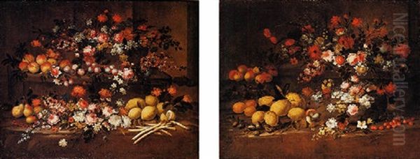 Natura Morta Con Fiori, Frutti E Asparagi - view 1