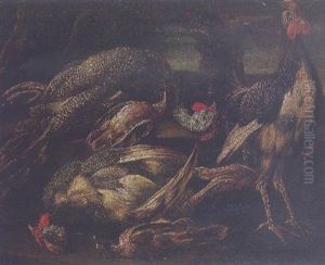 Cockerels And Other Birds In A Landscape Cockerels And Other Birds In A Landscape
