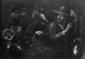 Nature Morte Au Trophee De Chasse, Fruits Et Chasseur by Felice Boselli