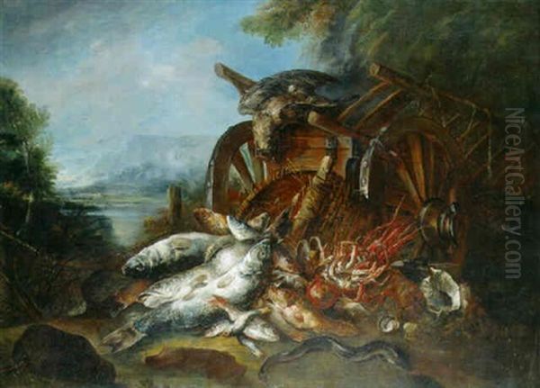A Dead Falcon And Other Dead Fish On The Bank  Of An Estuary - view 1
