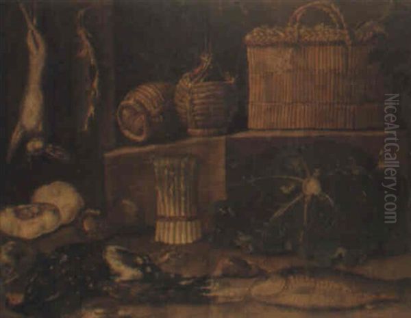 Nature Morte Aux Choux, Asperges Et Lievre - view 1