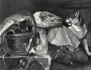 Natura Morta Con Cane E Gatto by Felice Boselli