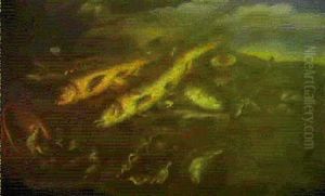 Natura Morta Di Pesci, Conchiglie E Uccelli Con Paiolo Di Rame A Sinistra Natura Morta Di Pesci, Conchiglie E Uccelli Con Paiolo Di Rame A Sinistra