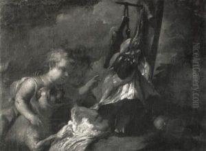 Children Pointing A Bulldog At A Beast's Innards by Felice Boselli