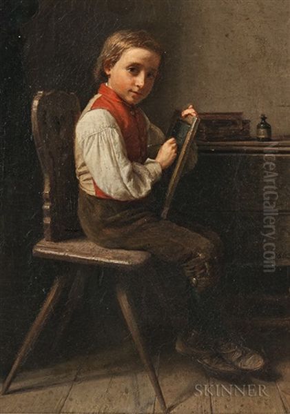 Schoolboy With A Slate - view 1