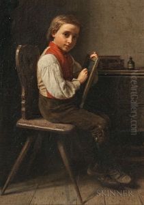 Schoolboy With A Slate by Karl Friedrich Boser