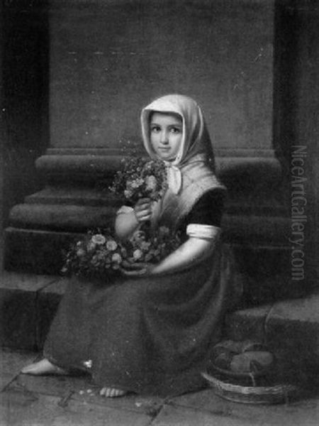 Portrait Of A Girl With Flowers - view 1