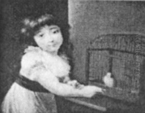 Little Girl Feeding A Parakeet by Jean Francois Bosio