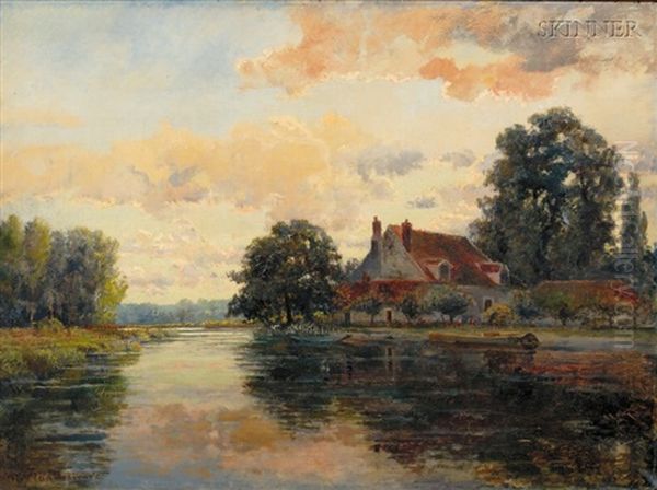 Cottage On A River, Sunset - view 1